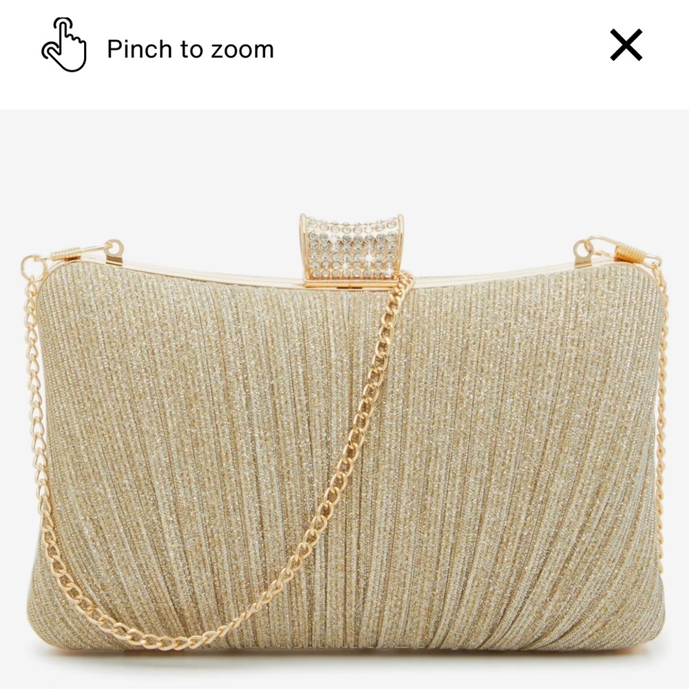 DSW Gold Textured Clutch with Chain